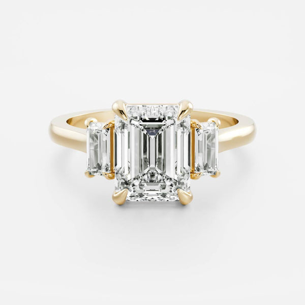 Three Stone & Cathedral-Emerald Lab Grown Diamond Engagement Ring - Solitaire-Oval Lab Grown Diamond Engagement Ring