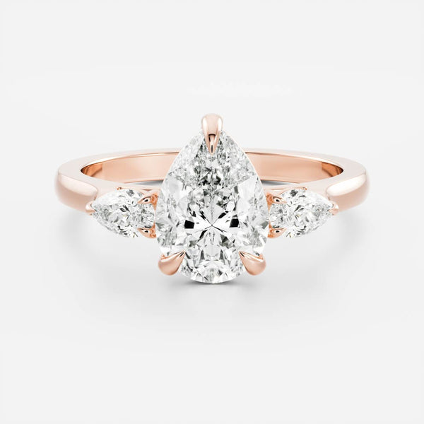 Three Stone & Cathedral-Pear Lab Grown Diamond Engagement Ring - Solitaire-Oval Lab Grown Diamond Engagement Ring