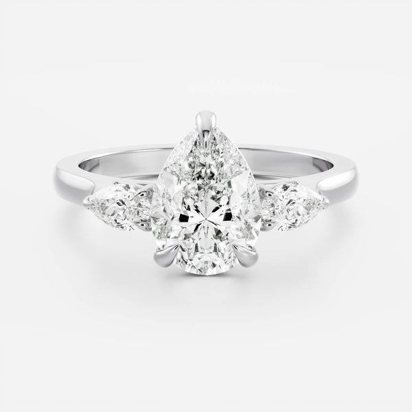 Three Stone & Cathedral-Pear Lab Grown Diamond Engagement Ring - Solitaire-Oval Lab Grown Diamond Engagement Ring