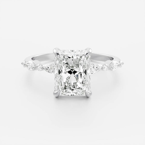 Pave-Radiant Lab Grown Diamond Engagement Ring - Solitaire-Oval Lab Grown Diamond Engagement Ring