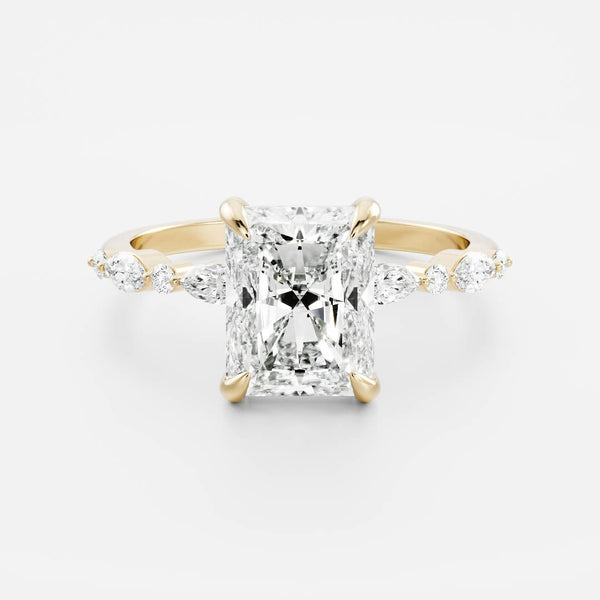Pave-Radiant Lab Grown Diamond Engagement Ring - Solitaire-Oval Lab Grown Diamond Engagement Ring