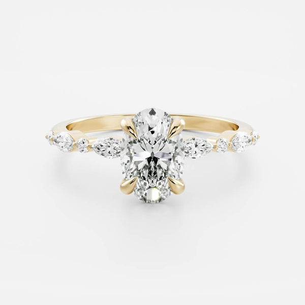 Pave- 1.6 CT Oval Moissanite Engagement Ring - Solitaire- 1.0 CT Oval Moissanite Engagement Ring