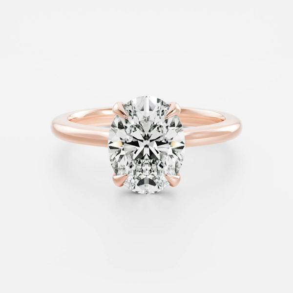 Solitaire Low Profile-Oval Lab Grown Diamond Engagement Ring - Solitaire-Oval Lab Grown Diamond Engagement Ring