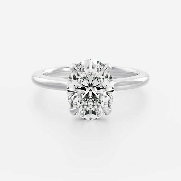 Solitaire Low Profile-Oval Lab Grown Diamond Engagement Ring - Solitaire-Oval Lab Grown Diamond Engagement Ring