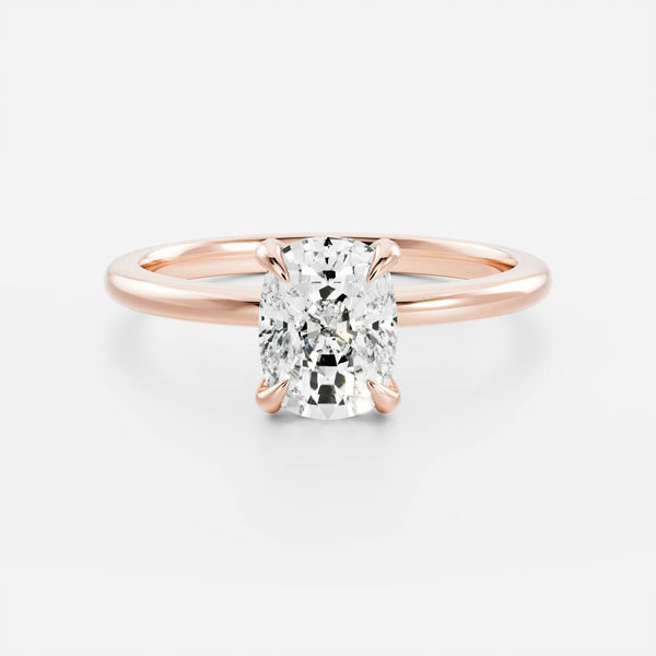 Solitaire-Elongated Cushion Lab Grown Diamond Engagement Ring - Solitaire-Oval Lab Grown Diamond Engagement Ring
