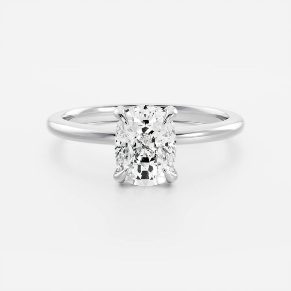 Solitaire-Elongated Cushion Lab Grown Diamond Engagement Ring - Solitaire-Oval Lab Grown Diamond Engagement Ring