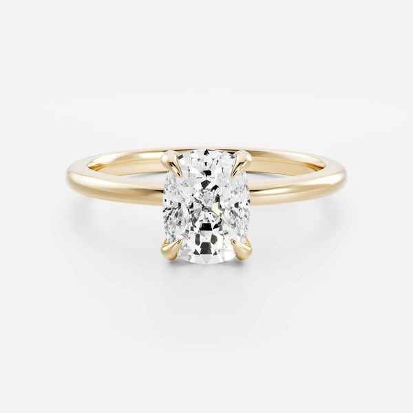 Solitaire-Elongated Cushion Lab Grown Diamond Engagement Ring - Solitaire-Oval Lab Grown Diamond Engagement Ring