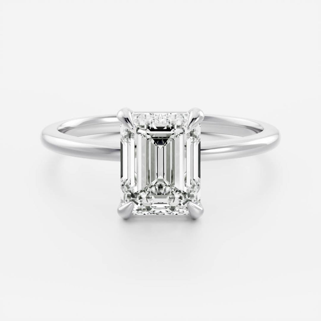Hidden Halo- 2.2 CT Emerald Moissanite Engagement Ring