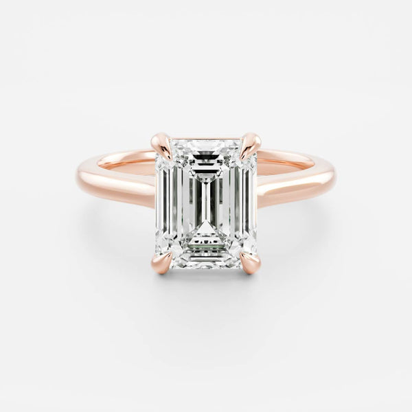Solitaire & Cathedral-Emerald Lab Grown Diamond Engagement Ring - Solitaire-Oval Lab Grown Diamond Engagement Ring
