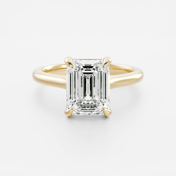 Hidden Halo Cathedral- 2.2 CT Emerald Moissanite Engagement Ring - Solitaire- 1.0 CT Oval Moissanite Engagement Ring