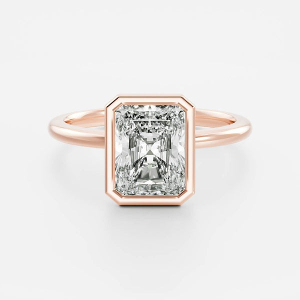 Solitaire Bezel & Cathedral-Radiant Lab Grown Diamond Engagement Ring - Solitaire-Oval Lab Grown Diamond Engagement Ring