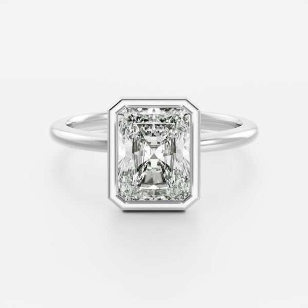 Solitaire Bezel- 2.40 CT Radiant Moissanite Engagement Ring - Solitaire- 1.0 CT Oval Moissanite Engagement Ring