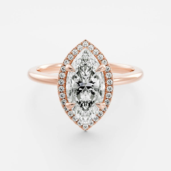 Halo Style-Marquise Lab Grown Diamond Engagement Ring - Solitaire-Oval Lab Grown Diamond Engagement Ring
