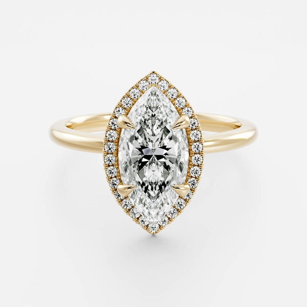 Halo Style-Marquise Lab Grown Diamond Engagement Ring - Solitaire-Oval Lab Grown Diamond Engagement Ring