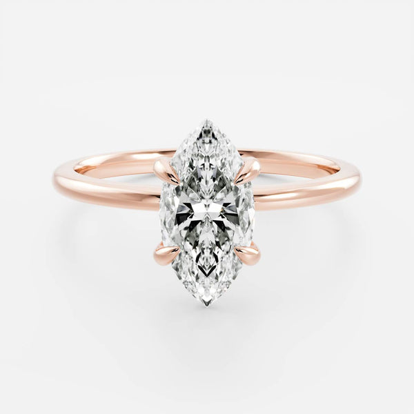 Solitaire-Marquise Lab Grown Diamond Engagement Ring - Solitaire-Oval Lab Grown Diamond Engagement Ring