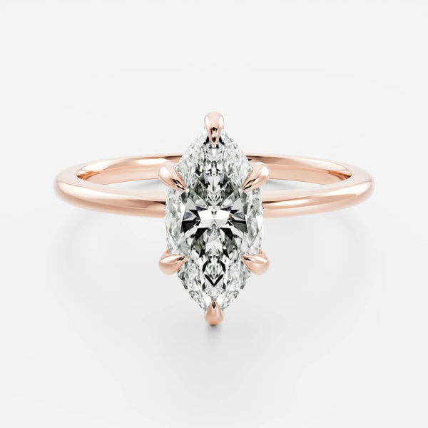 Solitaire Six Prong- 2.4 CT Marquise Moissanite Engagement Ring - Solitaire Six Prong- 2.4 CT Marquise Moissanite Engagement Ring