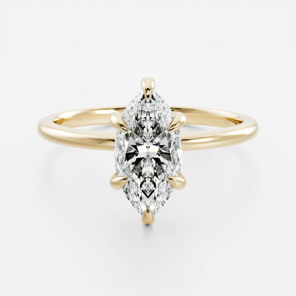 Hidden Halo- 1.6 CT Marquise Moissanite Engagement Ring - Solitaire- 1.0 CT Oval Moissanite Engagement Ring