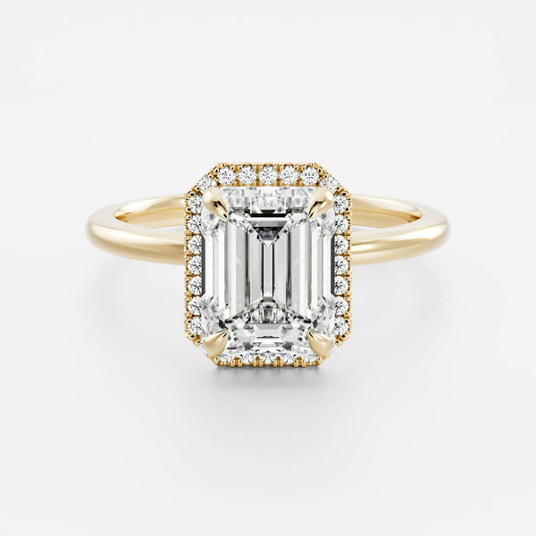 Halo-Emerald Lab Grown Diamond Engagement Ring - Solitaire-Oval Lab Grown Diamond Engagement Ring