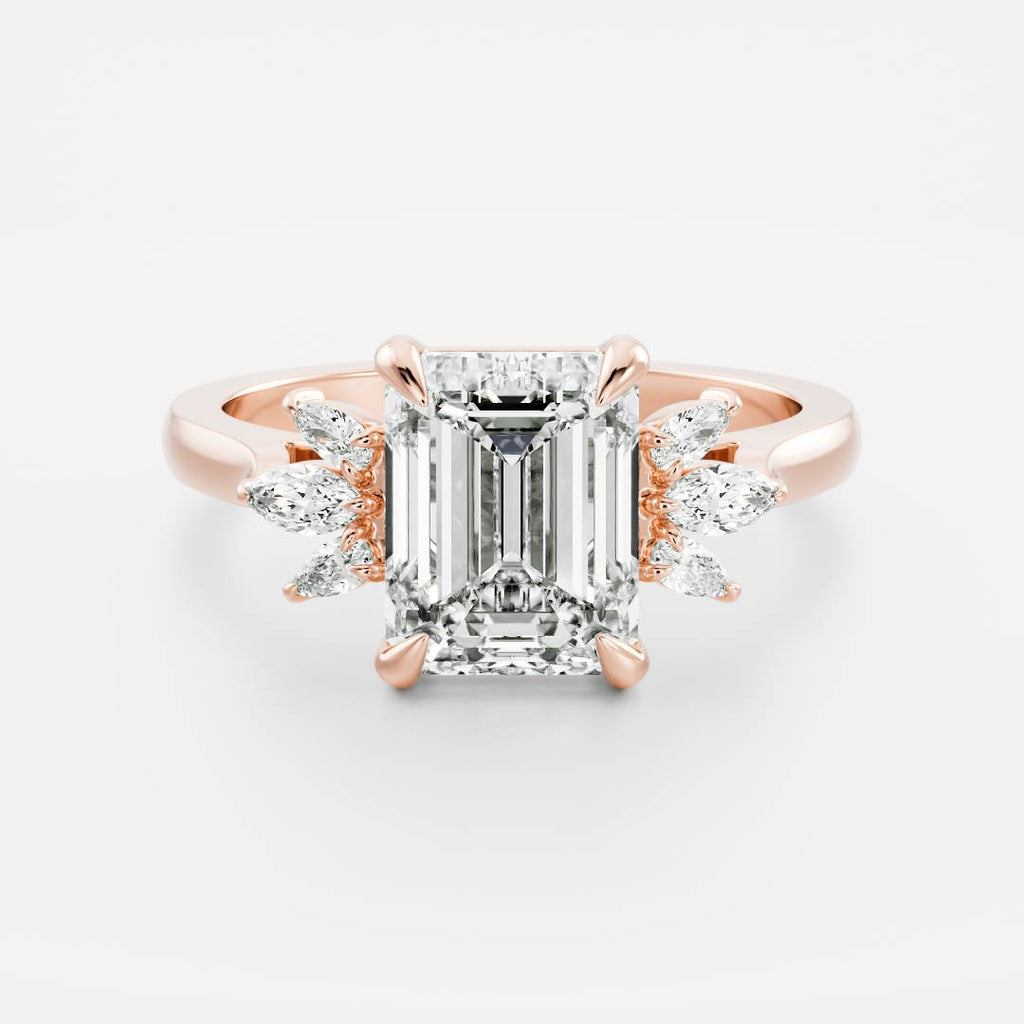 Cluster- 2.1 CT Emerald Moissanite Engagement Ring