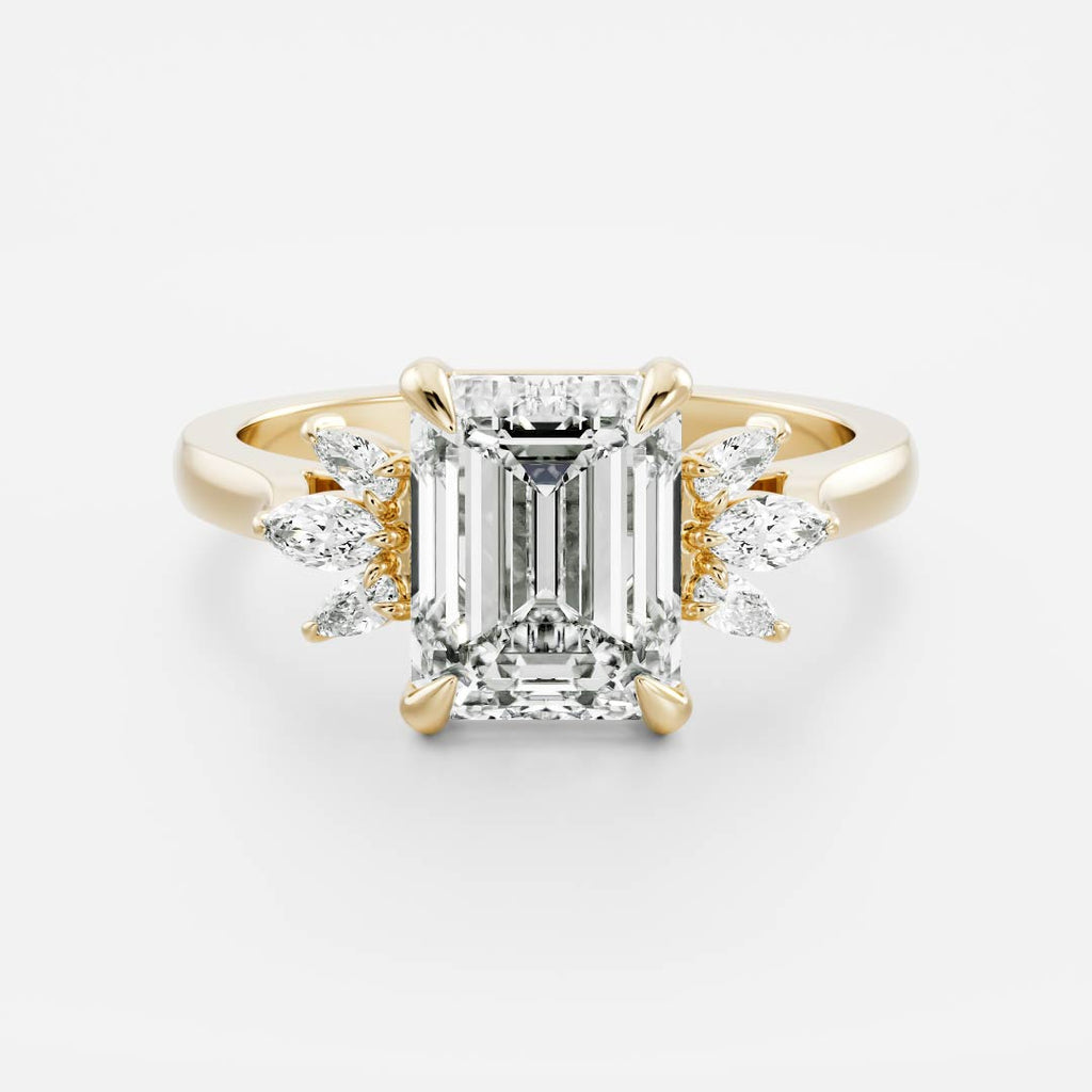 Cluster- 2.1 CT Emerald Moissanite Engagement Ring