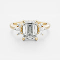 Cluster- 2.1 CT Emerald Moissanite Engagement Ring
