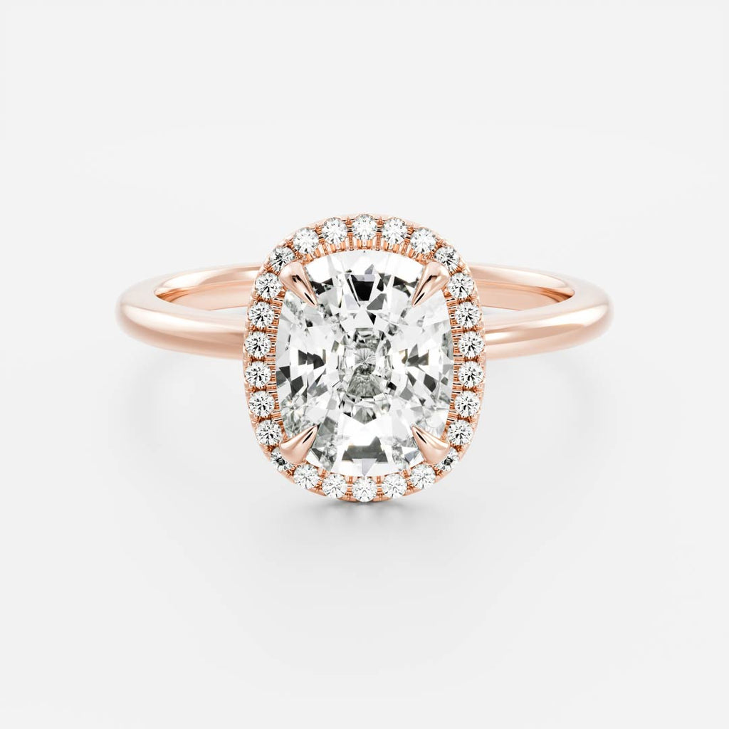 Halo-2.0 CT Elongated Cushion Moissanite Engagement Ring