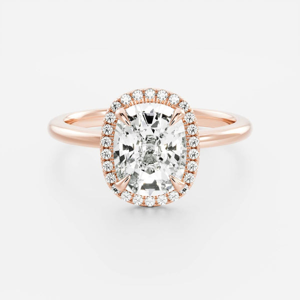 Halo-2.0 CT Elongated Cushion Moissanite Engagement Ring - Halo-2.0 CT Elongated Cushion Moissanite Engagement Ring