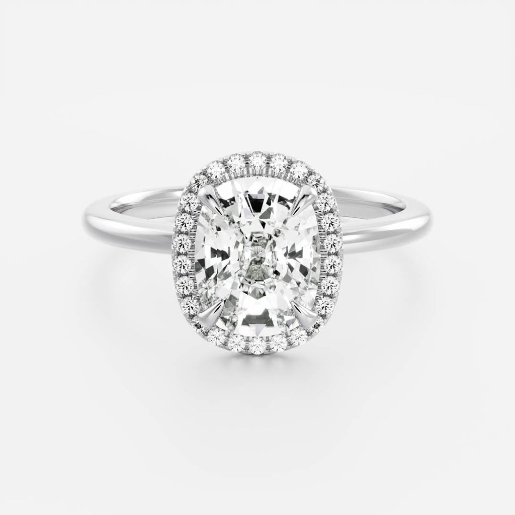 Halo-2.0 CT Elongated Cushion Moissanite Engagement Ring