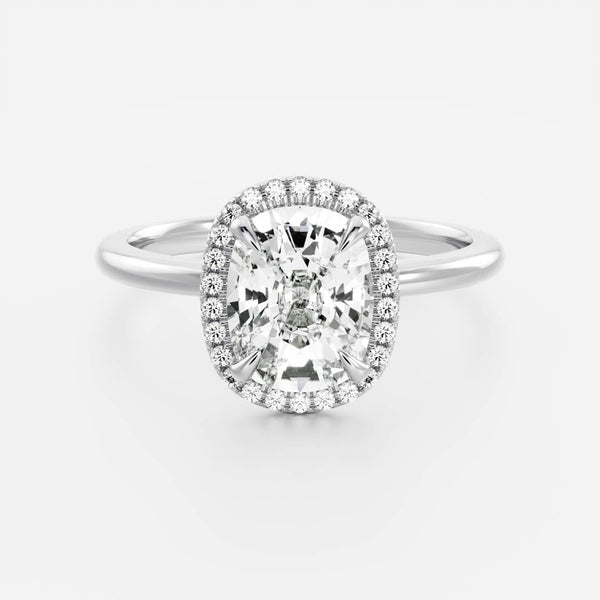 Halo-2.0 CT Elongated Cushion Moissanite Engagement Ring - Halo-2.0 CT Elongated Cushion Moissanite Engagement Ring