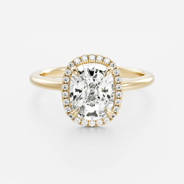 Halo-2.0 CT Elongated Cushion Moissanite Engagement Ring - Halo-2.0 CT Elongated Cushion Moissanite Engagement Ring