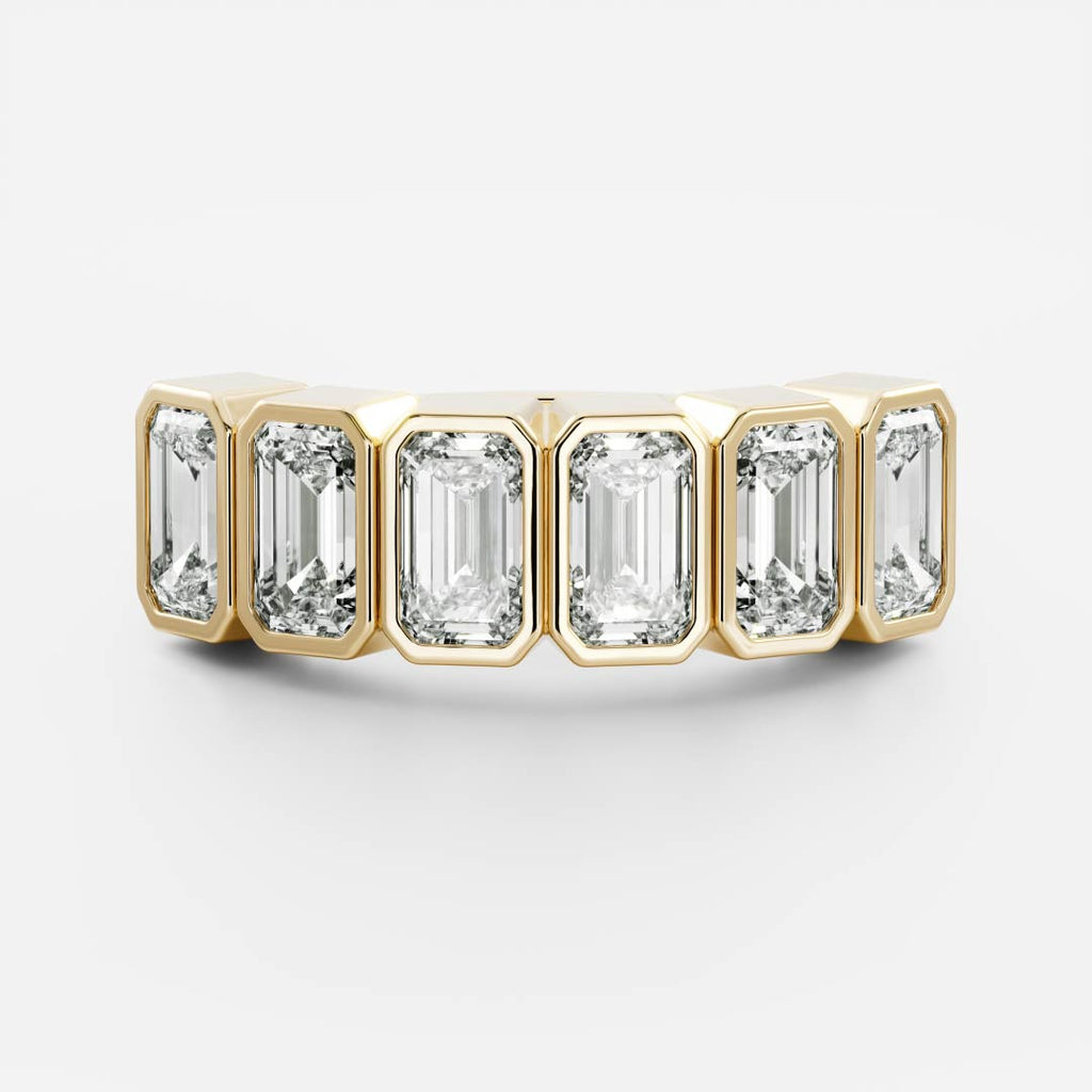 Half Eternity Bezel- 0.45 CT Emerald Moissanite Wedding Band
