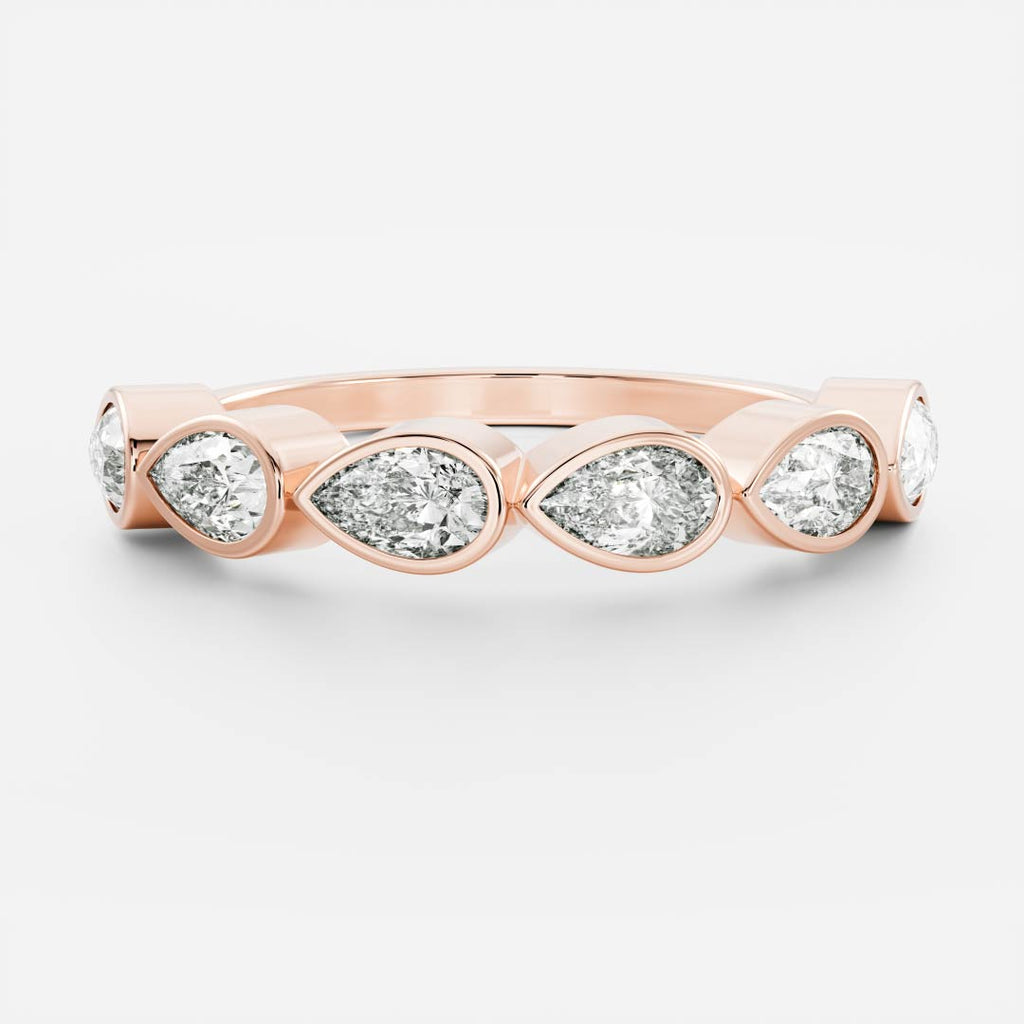 East West Half Eternity Bezel- 2.4 CT Pear Moissanite Wedding Band
