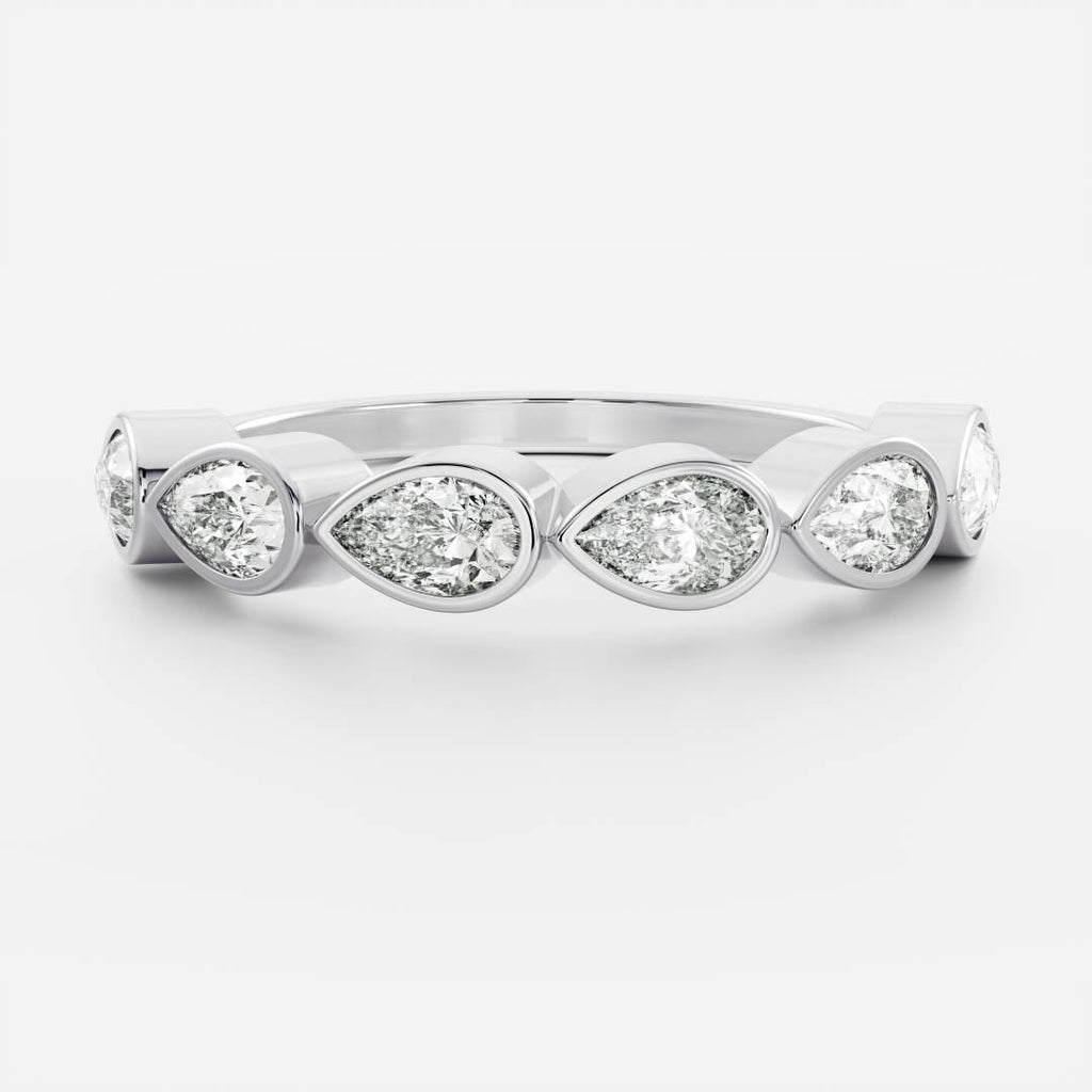 East West Half Eternity Bezel- 2.4 CT Pear Moissanite Wedding Band