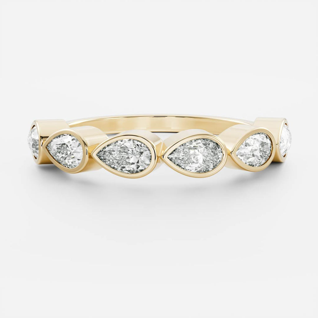East West Half Eternity Bezel- 2.4 CT Pear Moissanite Wedding Band