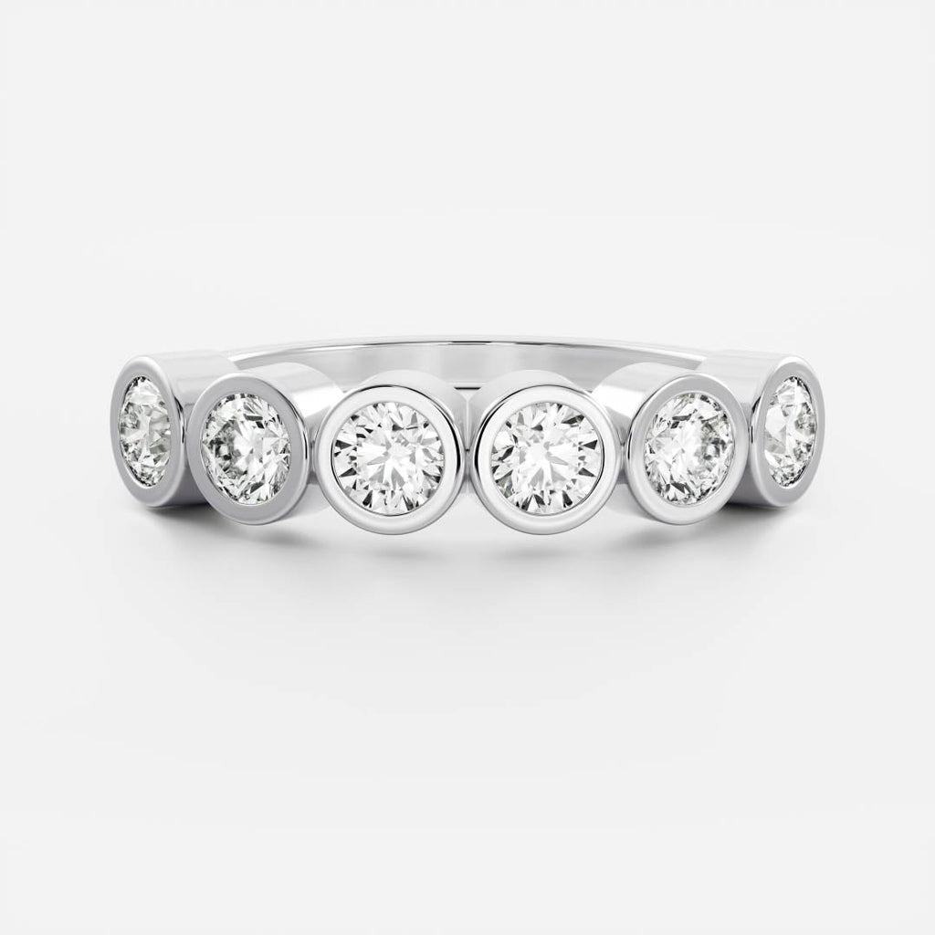 Half Eternity Bezel- 0.19 CT Round Moissanite Wedding Band