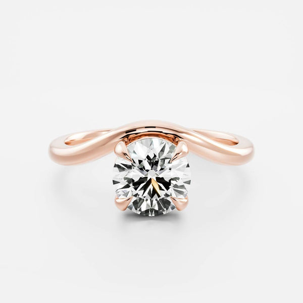 Solitaire Curved Shank-Round Lab Grown Diamond Engagement Ring - Solitaire-Oval Lab Grown Diamond Engagement Ring