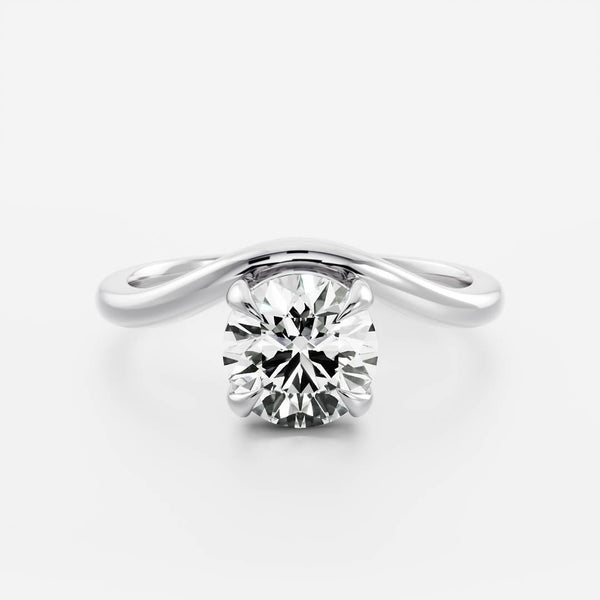 Solitaire Curved- 1.8 CT Round Moissanite Engagement Ring - Solitaire- 1.0 CT Oval Moissanite Engagement Ring