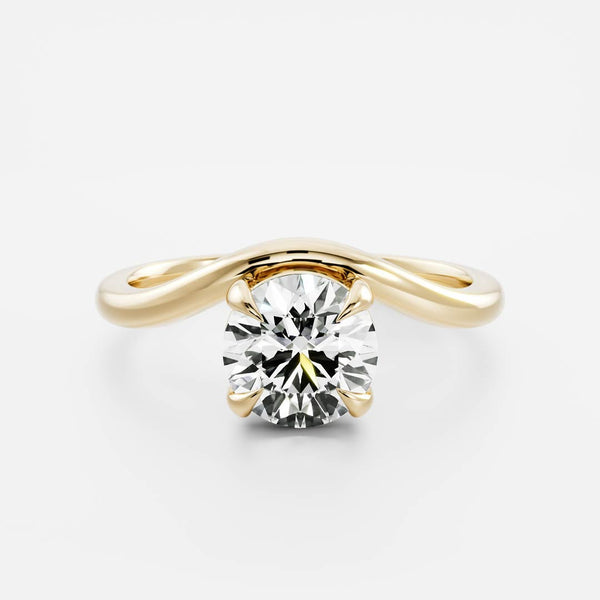 Solitaire Curved Shank-Round Lab Grown Diamond Engagement Ring - Solitaire-Oval Lab Grown Diamond Engagement Ring