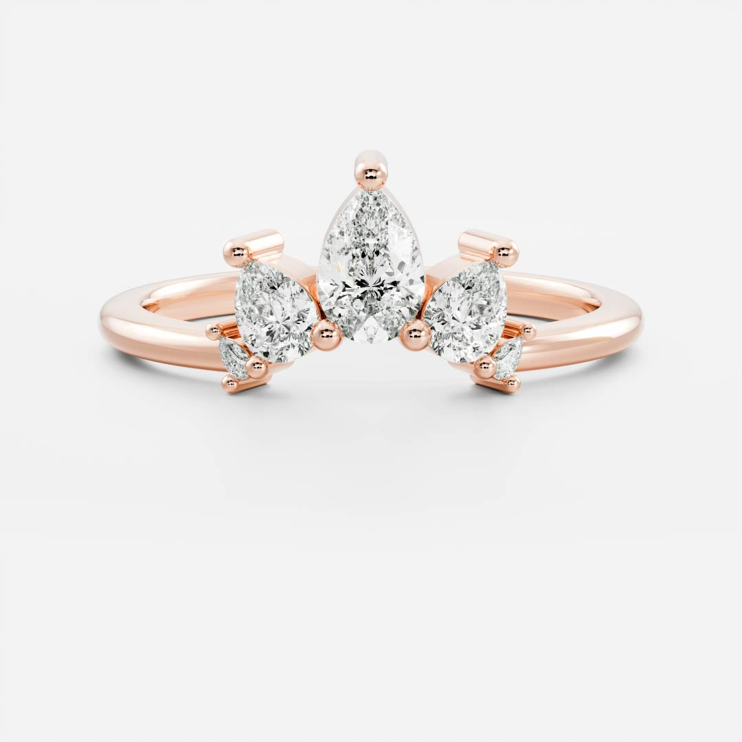 Half Eternity- 0.20 CT Oval Moissanite Wedding Band