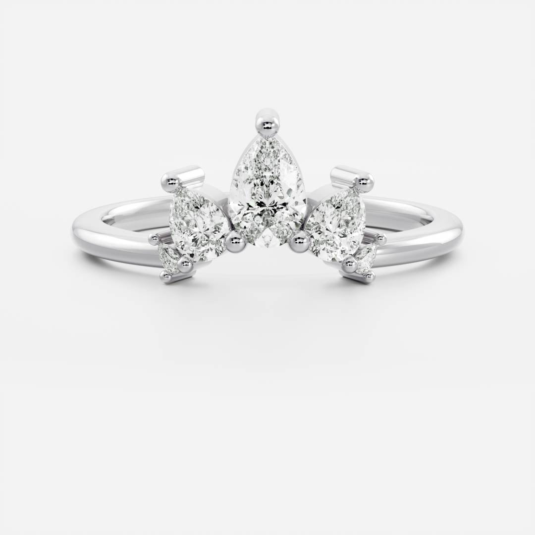 Half Eternity- 0.20 CT Oval Moissanite Wedding Band