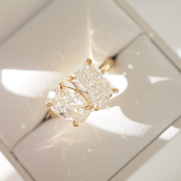 Toi Et Moi-Oval & Radiant Lab Grown Diamond Engagement Ring - Solitaire-Oval Lab Grown Diamond Engagement Ring