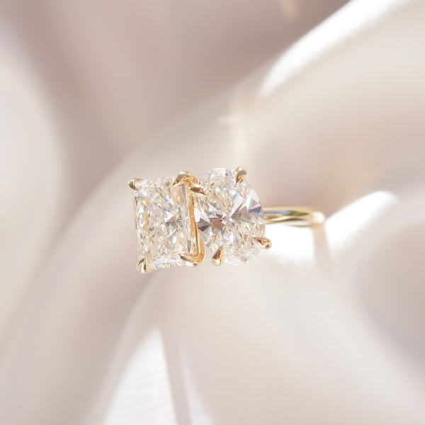 Toi Et Moi-Oval & Radiant Lab Grown Diamond Engagement Ring - Solitaire-Oval Lab Grown Diamond Engagement Ring