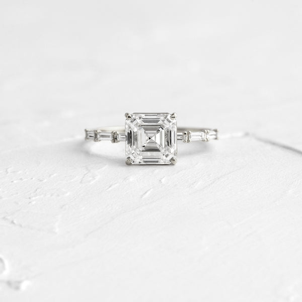 Pave-Asscher Lab Grown Diamond Engagement Ring - Solitaire-Oval Lab Grown Diamond Engagement Ring