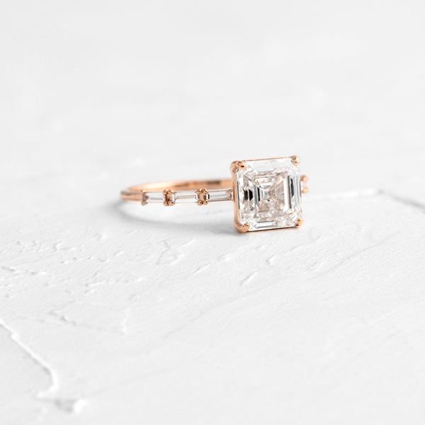 Pave-Asscher Lab Grown Diamond Engagement Ring - Solitaire-Oval Lab Grown Diamond Engagement Ring