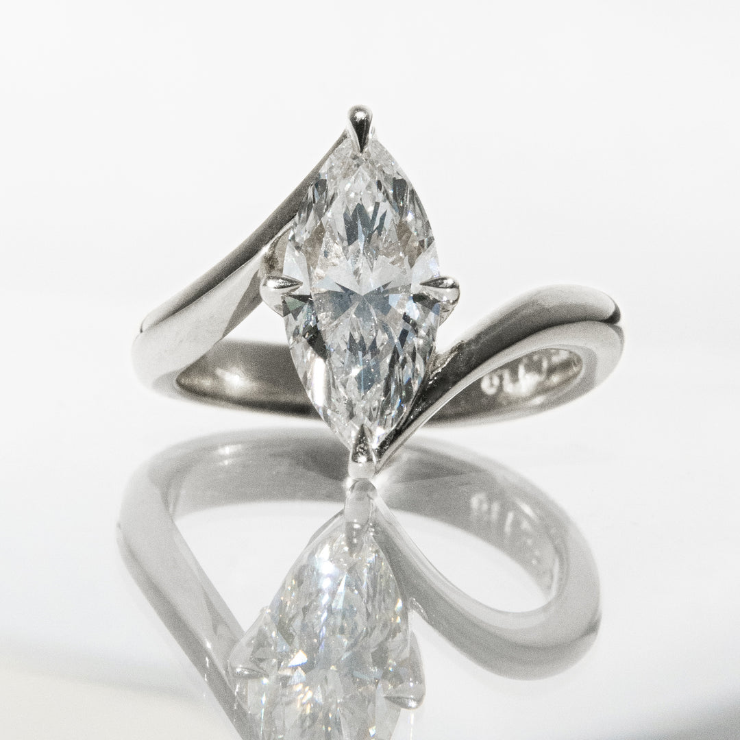 Custom Listing for Aaron- 3.0 CT Marquise Solitaire & Bypass Style Lab Grown Diamond Engagement Ring