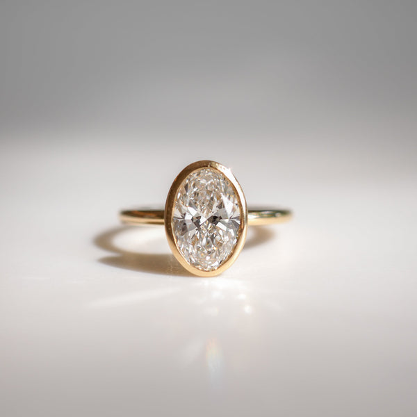 Solitaire Bezel-Oval Lab Grown Diamond Engagement Ring - Solitaire-Oval Lab Grown Diamond Engagement Ring