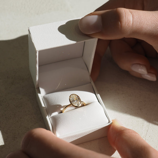 Solitaire Bezel-Oval Lab Grown Diamond Engagement Ring - Solitaire-Oval Lab Grown Diamond Engagement Ring