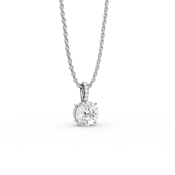 Classic Round Pendant with Pave Bail - Classic Round Pendant with Pave Bail
