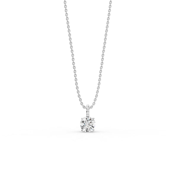 Classic Round Pendant with Pave Bail - Classic Round Pendant with Pave Bail