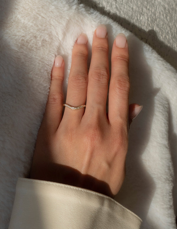 Curved Half Eternity- 0.30 CT Round Lab Grown Diamond Wedding Band - Eternity- 0.50 CT Round Lab Grown Diamond Wedding Band